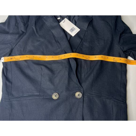 Jason Wu Navy Double Buttoned Linen Lined Blazer NWT- L - Picture 6 of 8